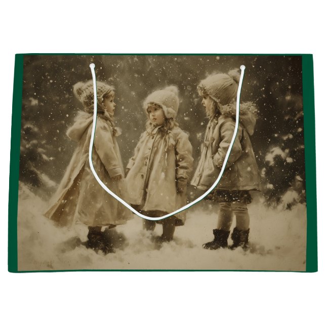 Kinder im Winter Große Geschenktüte (Vorderseite)