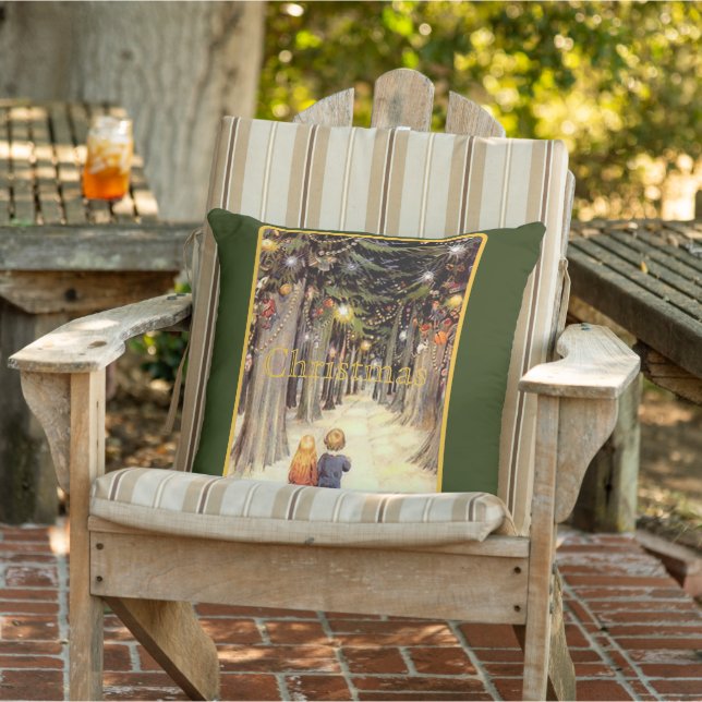 Kinder in der Weihnachtslane Kissen (Stuhl )