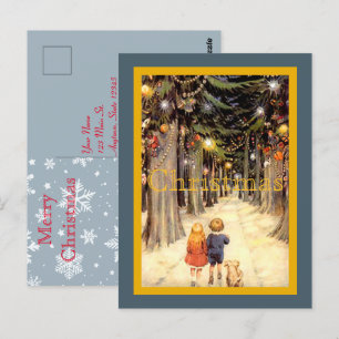 Kinder in der Weihnachtsstraße Postkarte