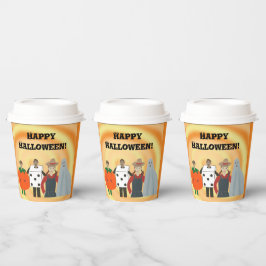Kinder in Kostümen, Halloween-Papiertassen Pappbecher