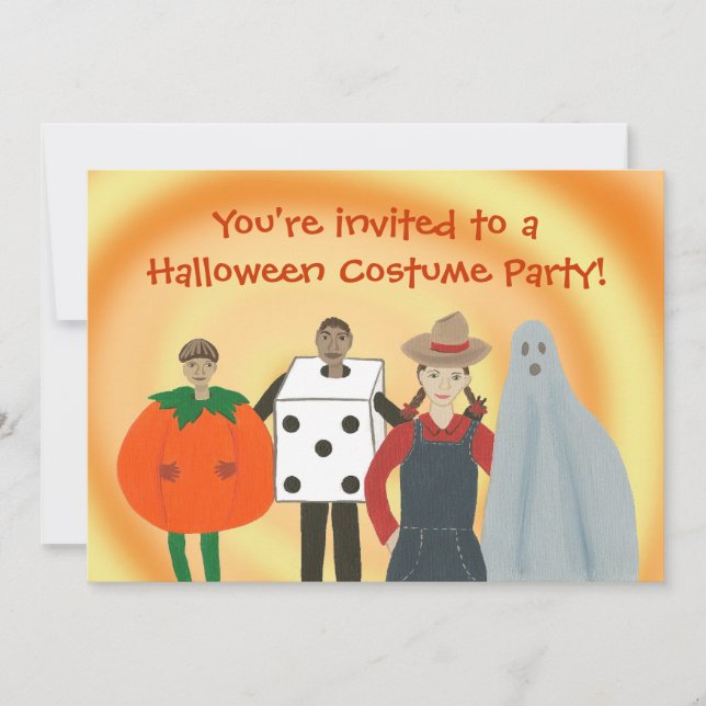 Kinder in Kostümen Halloween-Party Einladungen (Vorderseite)