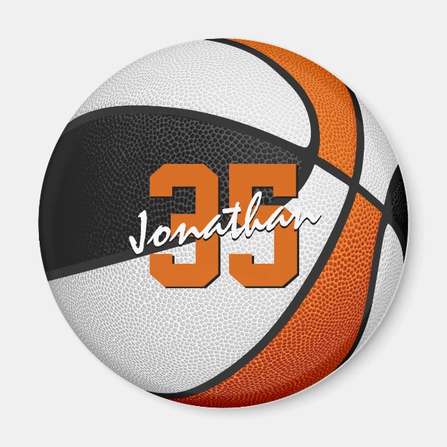 Kinder in schwarz-orangefarbenem Party - Basketbal Magnet (Vorne)