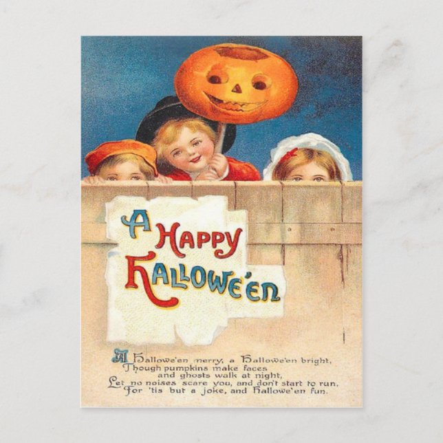 Kinder Jack O Lantern Ellen Clapsaddle Postkarte (Vorderseite)