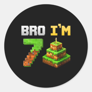 Kinder jagen ihr 7. Geburtstag Bro Spiel Pixel 7 J Runder Aufkleber