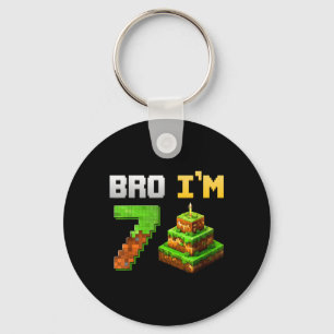 Kinder jagen ihr 7. Geburtstag Bro Spiel Pixel 7 J Schlüsselanhänger