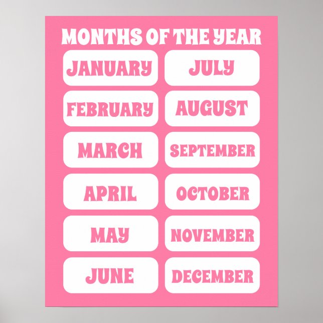 Kinder jagen rosa Monate im Jahr und lernen Kinder Poster (Vorne)