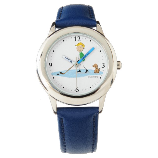Kinder Jugendhockey Cartoon Boy Armbanduhr (Vorderseite)