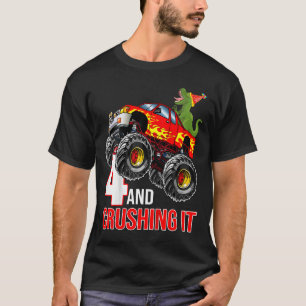 Kinder Jungen 4. Geburtstag Monster Truck Geburtst T-Shirt