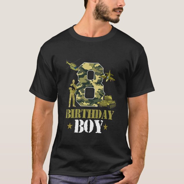 Kinder Jungen 8. Geburtstag Militärische Camouflag T-Shirt (Vorderseite)