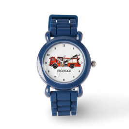 Kinder Jungen Feuer Motor Feuerwehrmann Name des L Armbanduhr