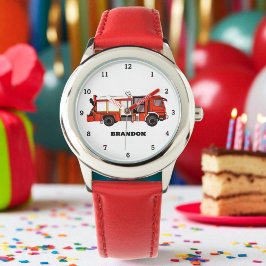 Kinder Jungen Feuer Motor Feuerwehrmann Name des L Armbanduhr