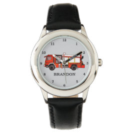Kinder Jungen Feuer Motor Feuerwehrmann Name des L Armbanduhr
