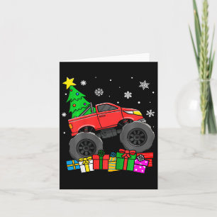 Kinder Jungen Monster Truck Weihnachtsbaum Schneef Karte