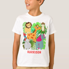 Kinder Jungle Safari Cartoon Tiere Personalisiert T-Shirt