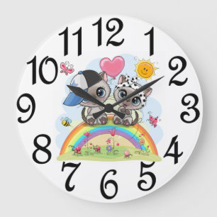 Kinder-Kätzchen-Akryl-Wanduhr mit Zahlen Große Wanduhr