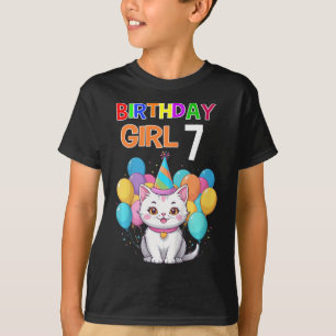 Kinder Katze Geburtstag 7 Geburtstagsparty Girls 7 T-Shirt