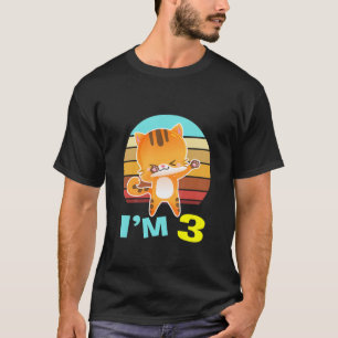 Kinder Katze Geburtstagskind Mädchen 3 Geburtstag  T-Shirt