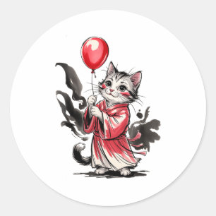 Kinder Katzen Malerei Kunst Ballon Künstler Fortun Runder Aufkleber