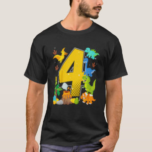 Kinder Kinder 4 Jahre Geburtstag 4 Jahre mit Dino T-Shirt
