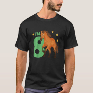 Kinder Kinder 8. Geburtstag Pferd 8 Jahre alt F T-Shirt