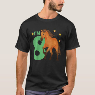 Kinder Kinder 8. Geburtstag Pferd 8 Jahre alt F T-Shirt