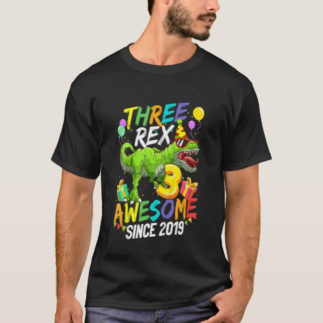Kinder Kinder Drei Kinder Rex Phantastisch seit 20 T-Shirt (Vorderseite)