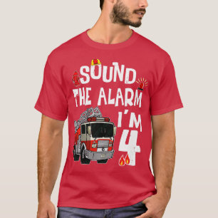Kinder Kinder Feuerwehrfahrzeug T-Shirt 4. Geburts