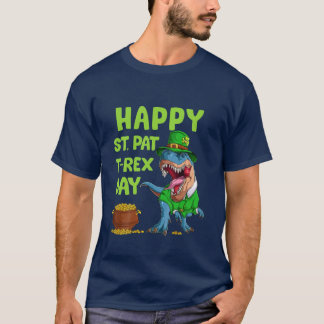 Kinder Kinder Happy St Pat Trex Day Dino Patricks  T-Shirt