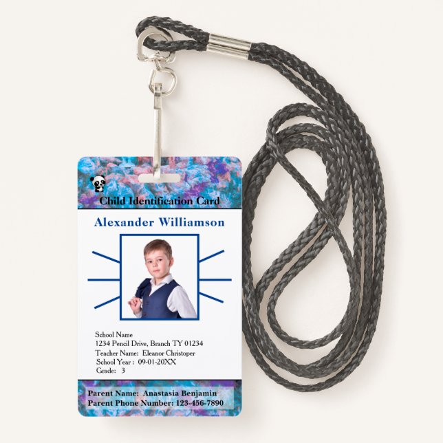 Kinder Kinder Kinder Foto ID Card benutzerdefinier Ausweis (Vorderseite mit Schlüsselband)