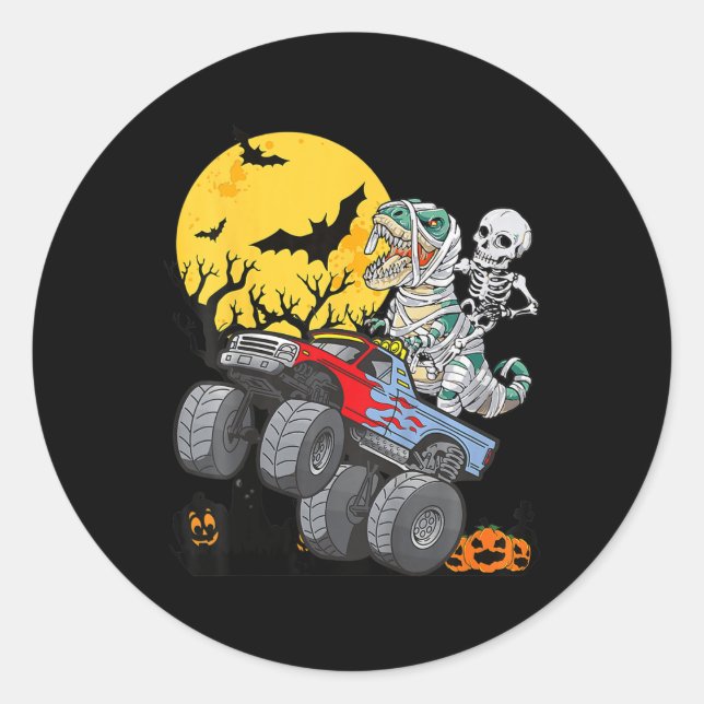 Kinder Kinder Skelett Monster Lkw Moon Candy Toddl Runder Aufkleber (Vorderseite)