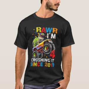 Kinder Kinder TRex Dinosaur Monster Truck 4. Gebur T-Shirt