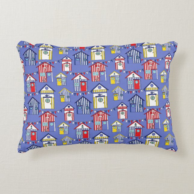 Kinder Kinderzimmer Red White und Blue Beach Huts  Dekokissen (Vorderseite)
