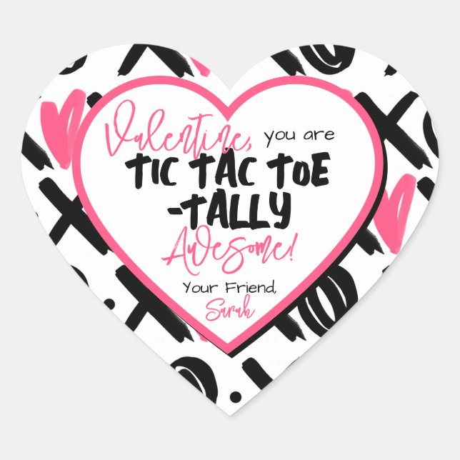 Kinder Klasse Tic Tac Toe tally Phantastisch Valen Herz-Aufkleber (Vorderseite)