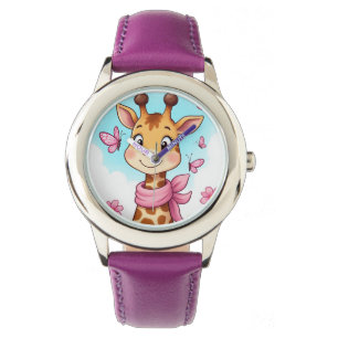 Kinder, kleine Giraffe und Schmetterling eWatch Armbanduhr