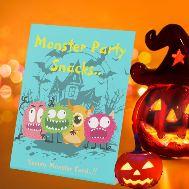 Kinder Kleine Monster Halloween-Party Snacks Sockelschild (Little Monsters Halloween Party Snacks Pedestal Sign)