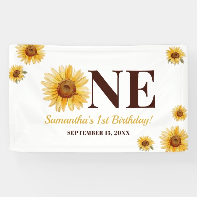 Kinder Kleine Sonnenblume Mädchen 1. Geburtstag Banner (Horizontal)