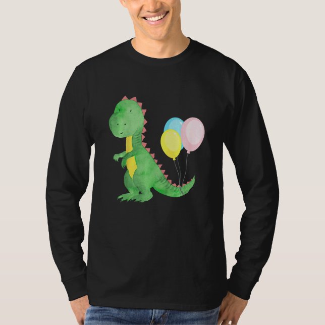 Kinder kleiner Dinosaurier mit farbigen Balloons B T-Shirt (Vorderseite)