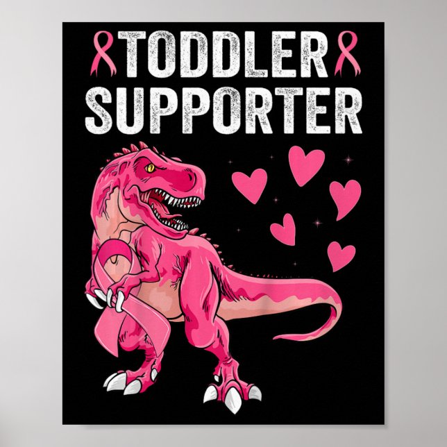 Kinder Kleinkind-Support T-rex Brustkrebs-Awarene Poster (Vorne)