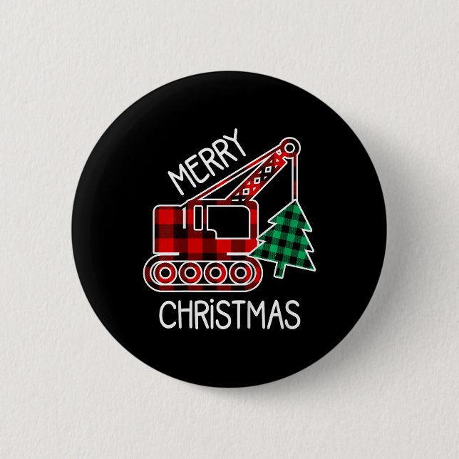 Kinder Kleinkind Weihnachtswagen Junge Xmas Bagger Button (Vorderseite)