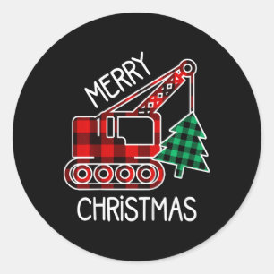 Kinder Kleinkind Weihnachtswagen Junge Xmas Bagger Runder Aufkleber