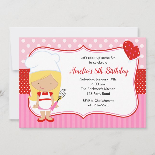 Kinder Kochen Geburtstagseinladung (Backen) Einladung (Vorderseite)