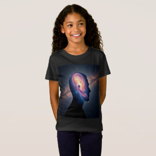 Kinder Kosmische Galaxie Silhouette Weltraum Kunst T-Shirt