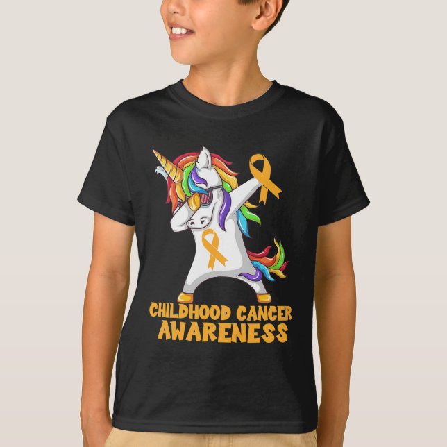 Kinder-Krebs-Bewusstsein beraubt Einhorn-Krieger T-Shirt (Vorderseite)