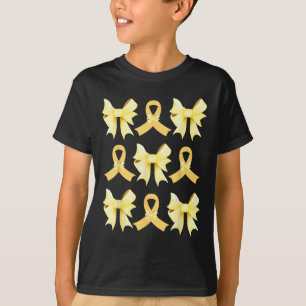 Kinder-Krebs-Bewusstsein Mädchen Coquette Bow Gold T-Shirt
