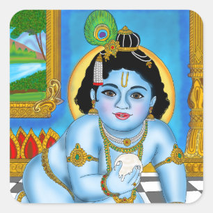 Kinder-Krishna-Aufkleber Quadratischer Aufkleber