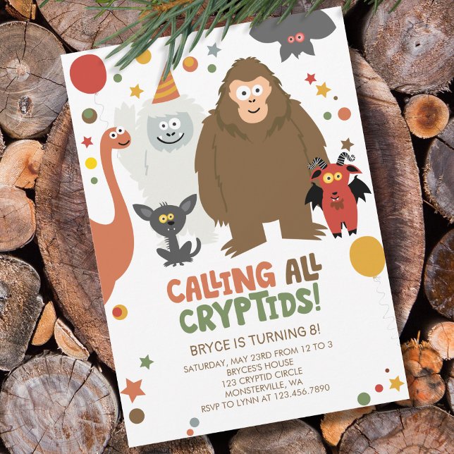 Kinder Kryptid zum Geburtstag Einladung (Kids Cryptid Birthday Invitation)