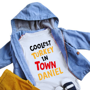 Kinder Kühler Truthahn in der Stadt Farbiger Name Baby T-shirt