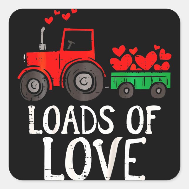 Kinder Ladung Liebe Traktor Niedlicher Valentinsta Quadratischer Aufkleber (Vorderseite)