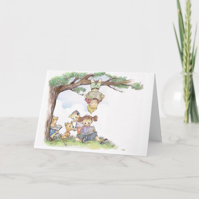 Kinder lesen Bücher Karte (Vorderseite)