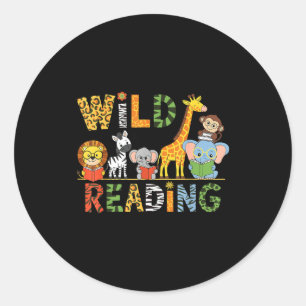 Kinder lesen Liebhaber wilde Lesebücher und Bücher Runder Aufkleber